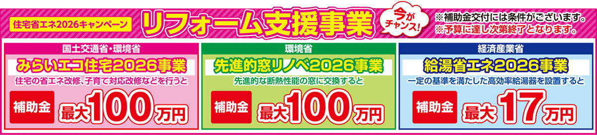 リフォーム支援事業の概要 最大100万円の補助金